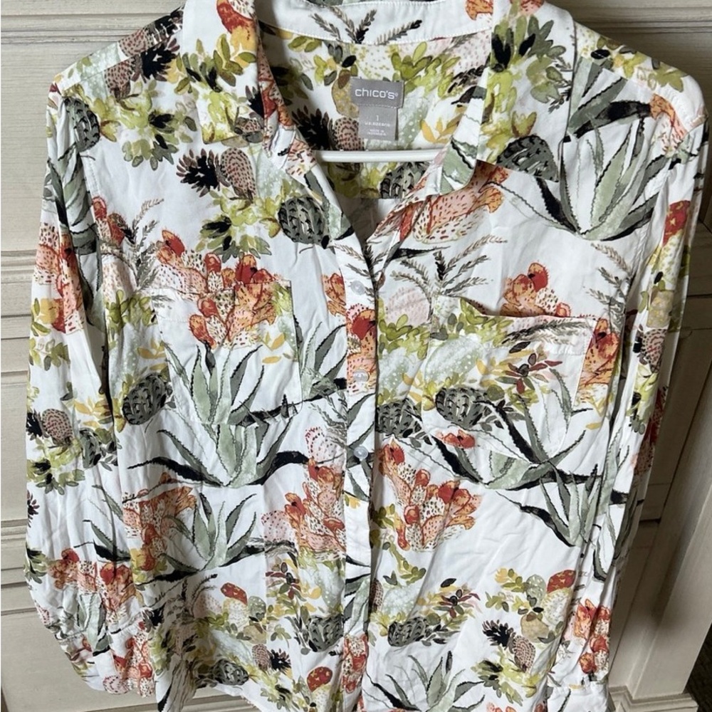Chico's Multicolor Botanical Print Blouse